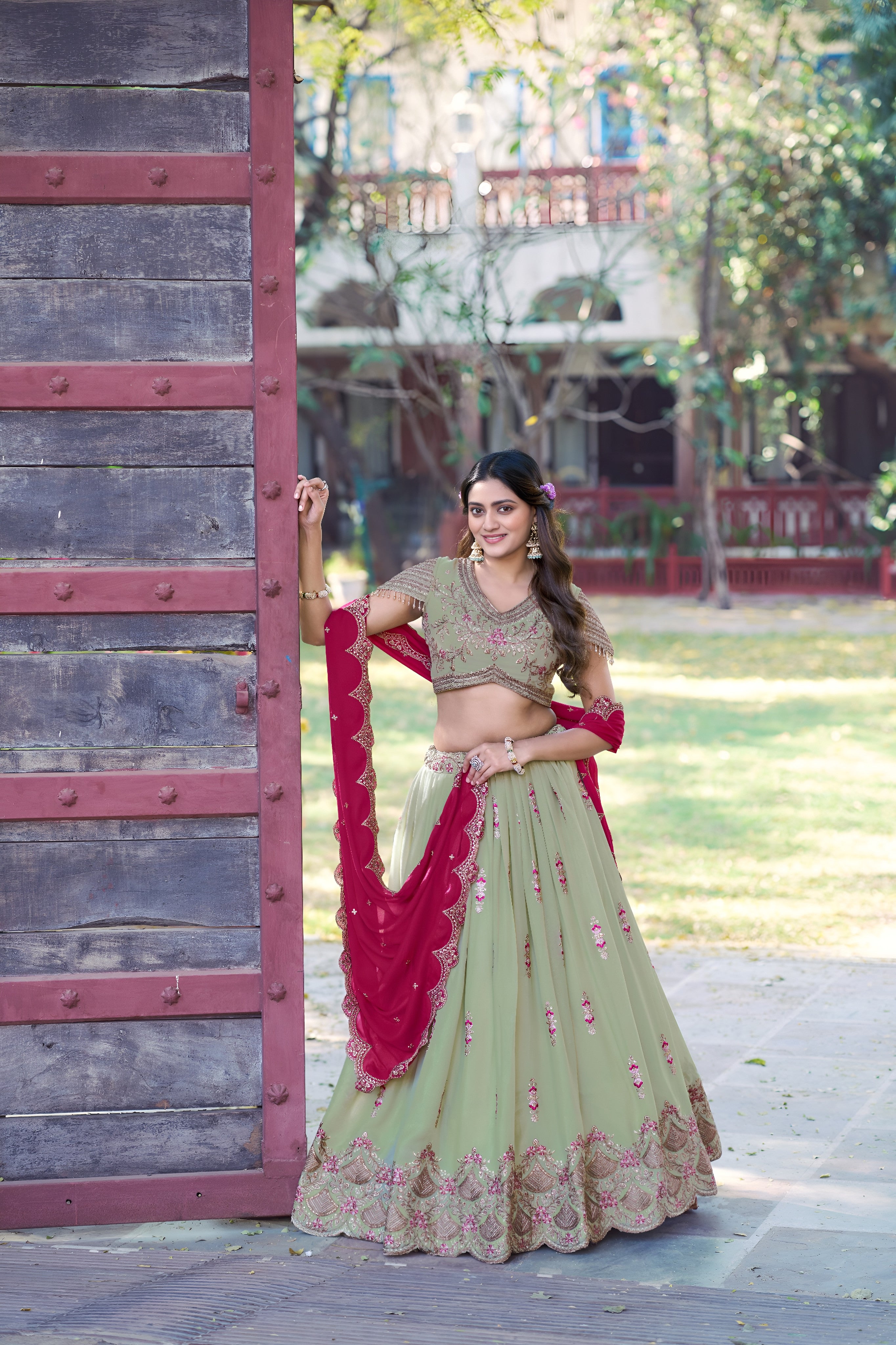Designer Embroidered Wedding Wear Lehenga Set