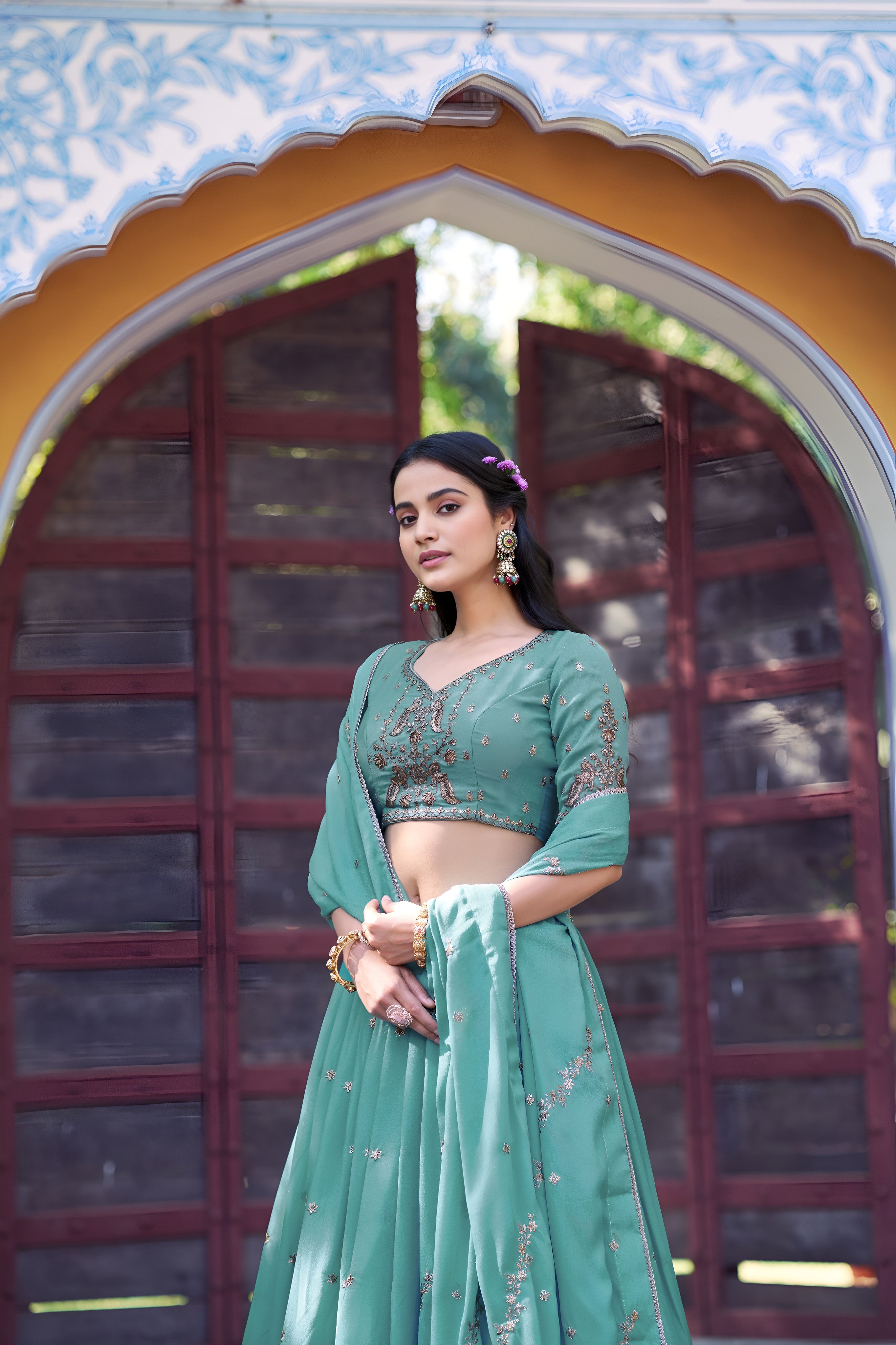 Designer Embroidered Wedding Wear Lehenga Set